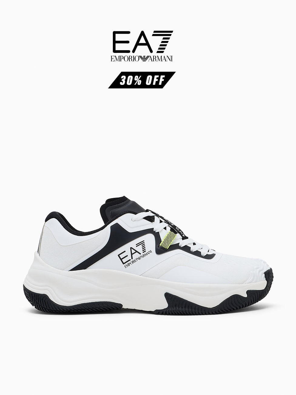 EA7 White & Black Hard Tennis/Padel Sneakers