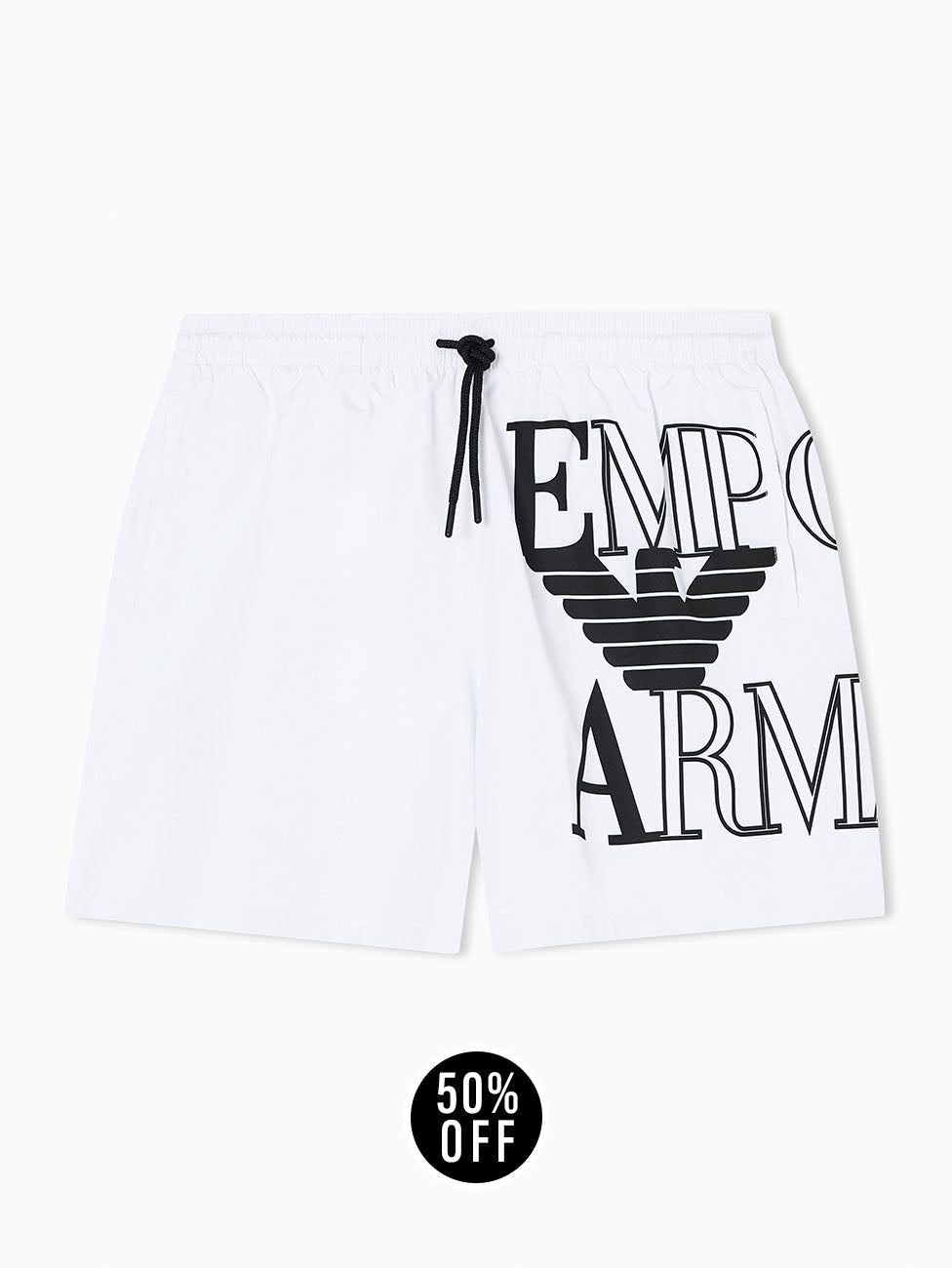 Emporio Armani White Bold Logo Swim Shorts