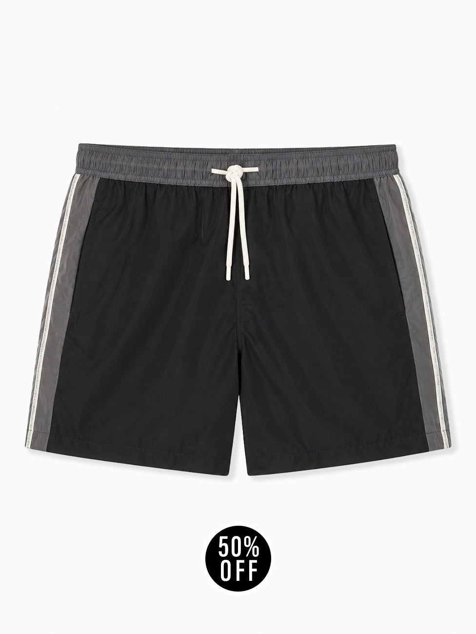 EA7 Water Sports Black Color Block Beach Shorts