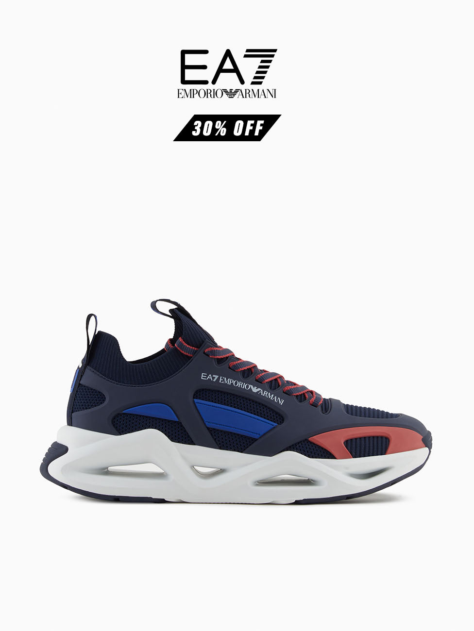 EA7 Navy & White Infinity Cage Sneakers