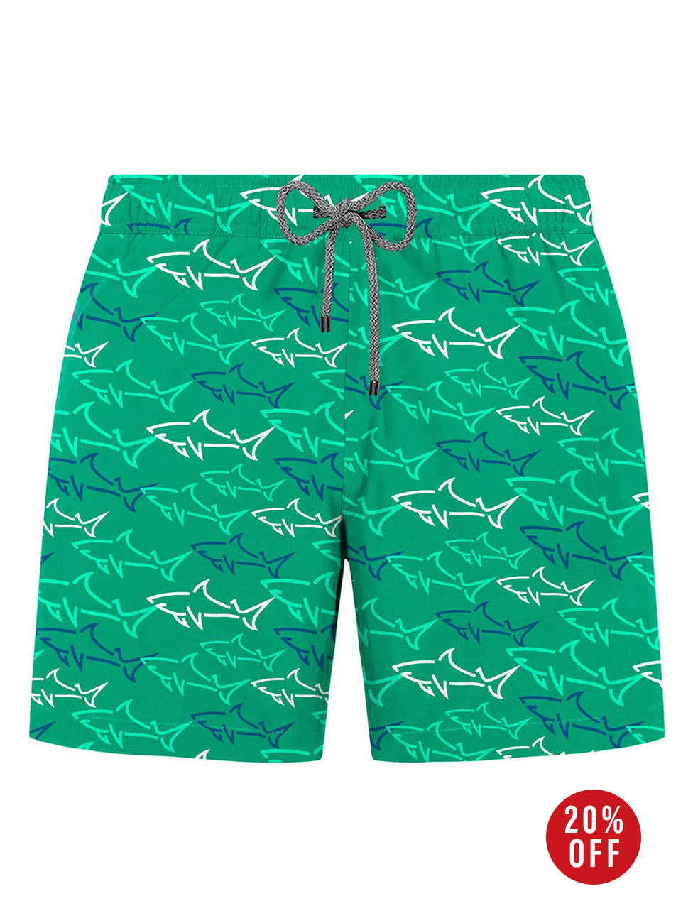 John Frank Great Shark Green Printed Swimshorts