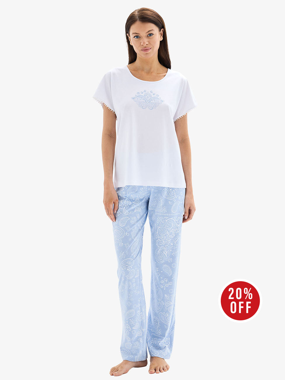 Blackspade White & Blue Women's Pyjama