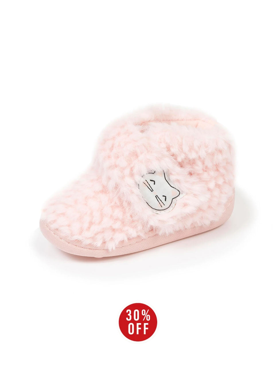 Isotoner Pink Cat baby Velcro Booties