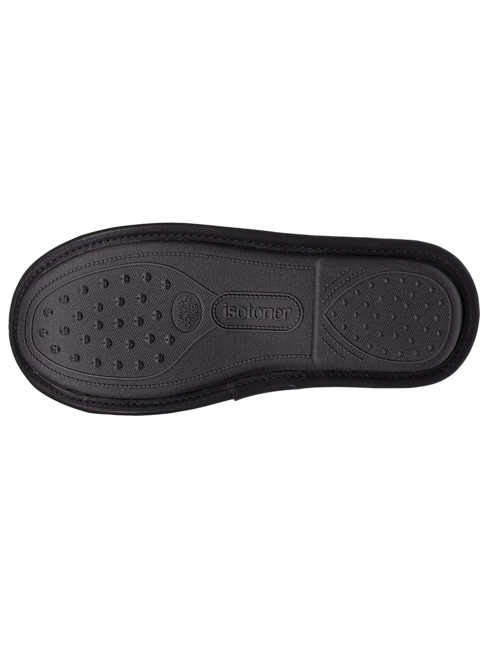 Isotoner Men's Black Synthetic Leather Mule Slippers