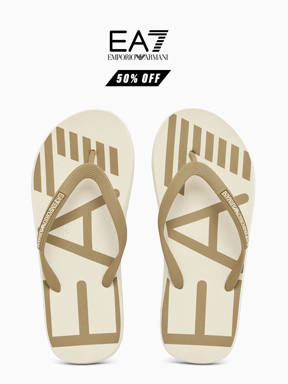 EA7 Martini Olive Oversize Logo Flip Flops