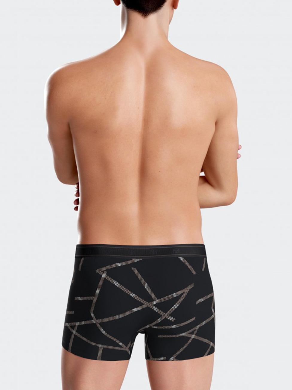 Impetus Pattern and Plain Black Men's Boxers (Pack of 2)