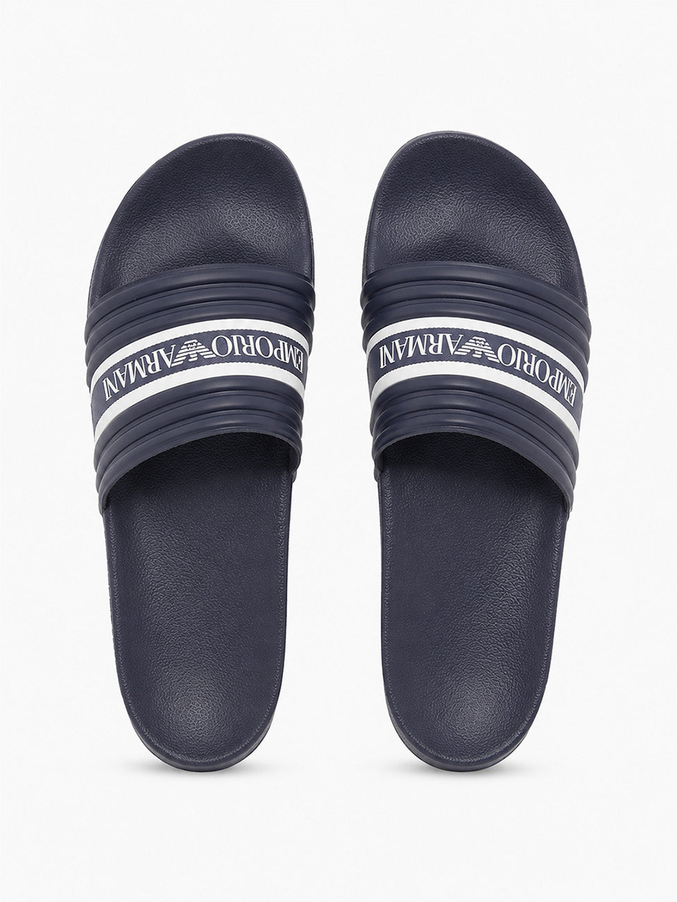 Emporio Armani Blue & White Logo Tape Slippers