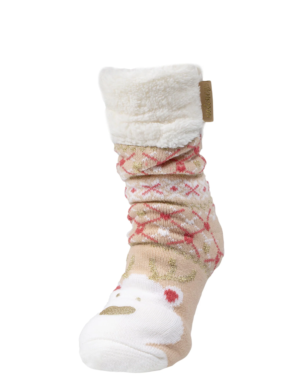 Isotoner Women Beige Christmas Lined Socks