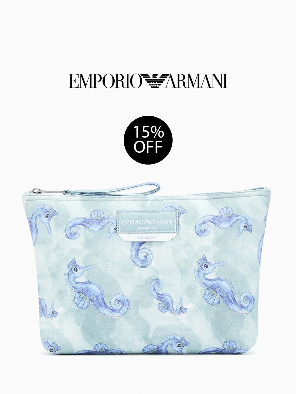 Emporio Armani Sea Animals Print Beach Pouch