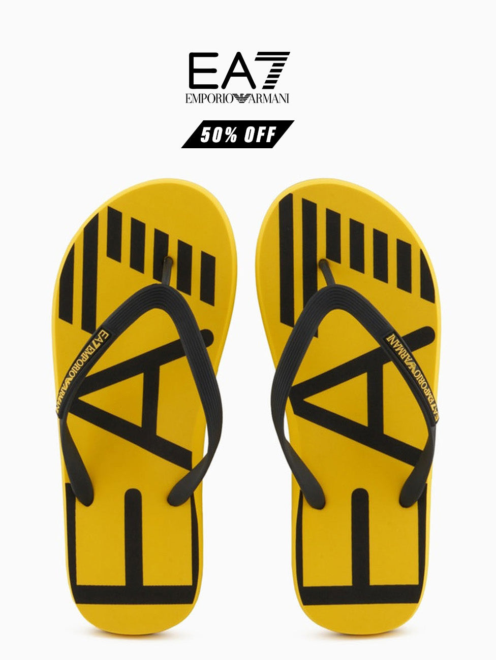 EA7 Yellow & Black Rubber Flip Flops