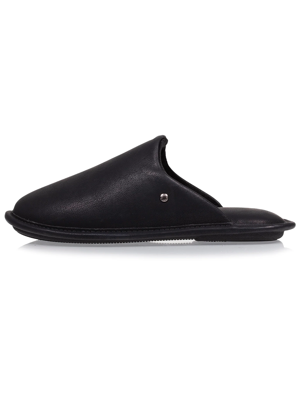 Isotoner Men's Black Synthetic Leather Mule Slippers