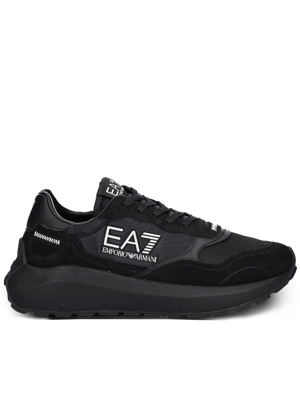 EA7 Black & Silver Low-Top Sneakers
