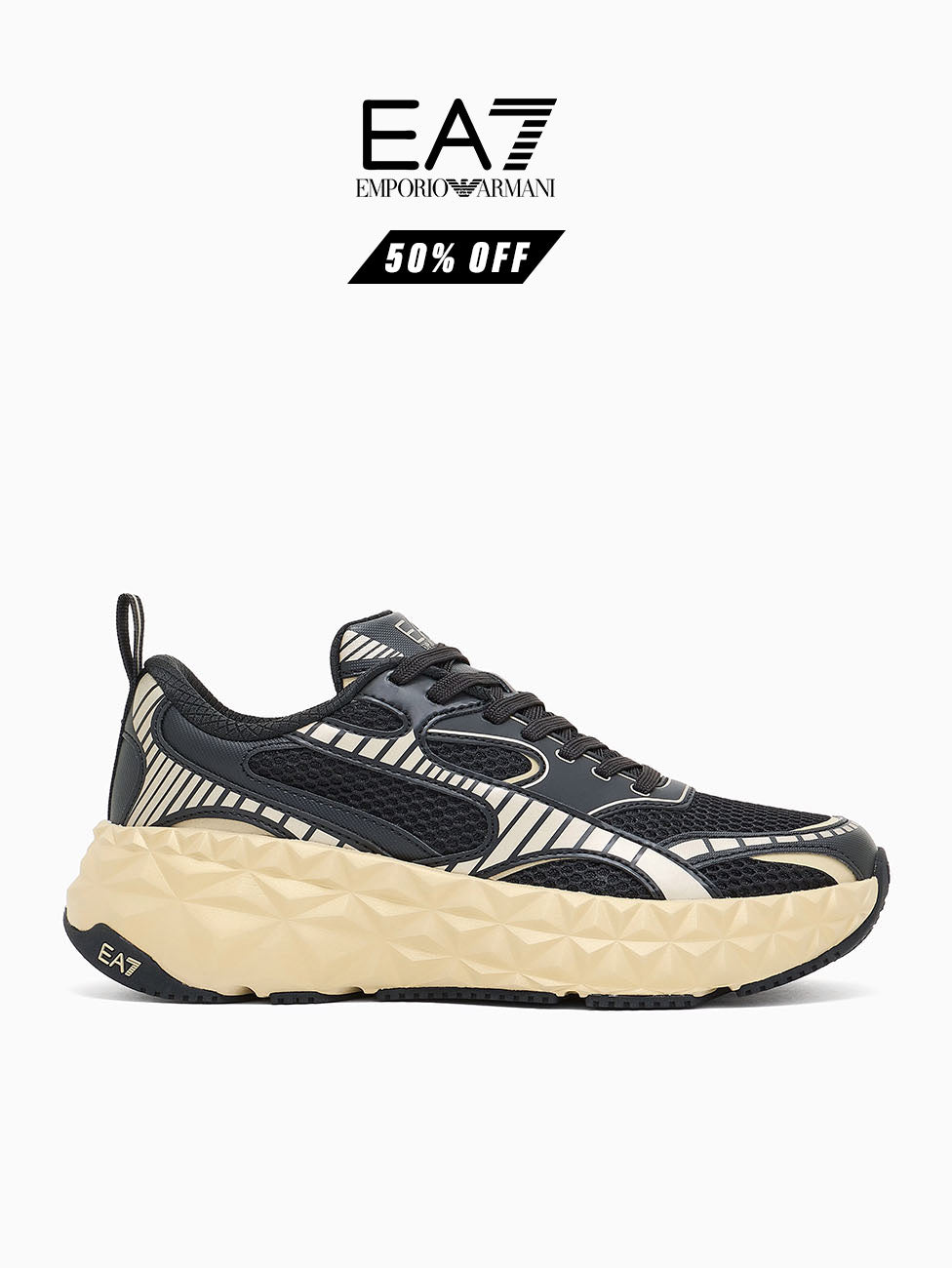 EA7 Black & Gold Ultimate C2 Kombat Tech Sneakers
