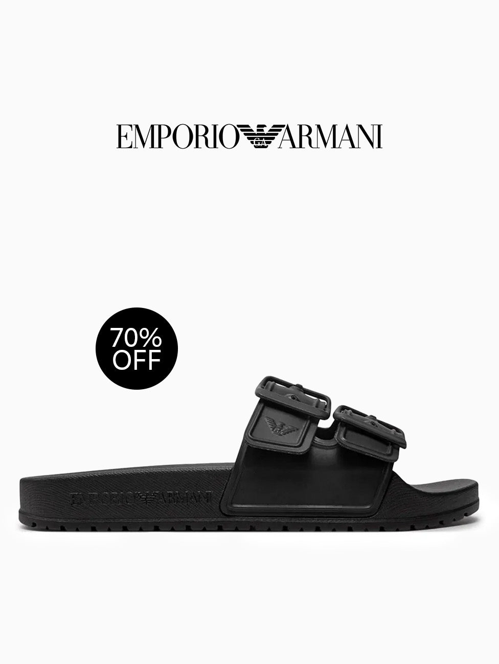 Emporio Armani Double Band Rubber Slippers