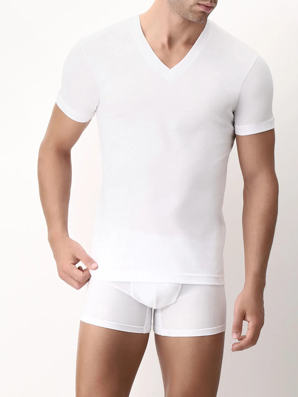 CAGI Natural Comfort Cotton V-neck T-Shirt