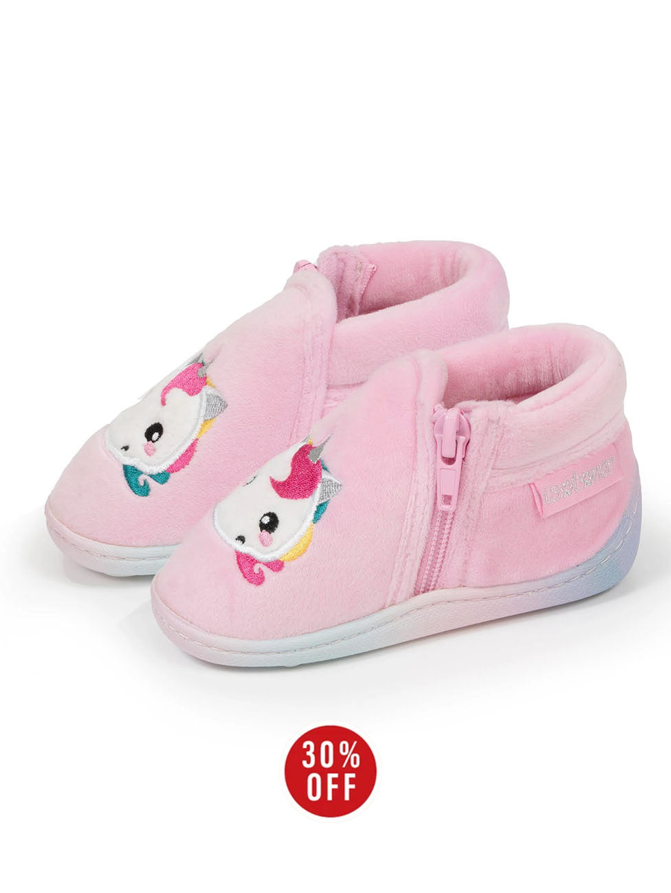 Isotoner Pink Baby Zipper Booties