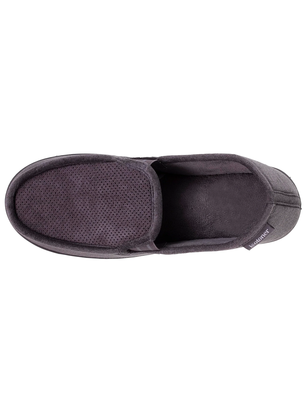 Isotoner Men's Grey Velvet Moccasin Slippers