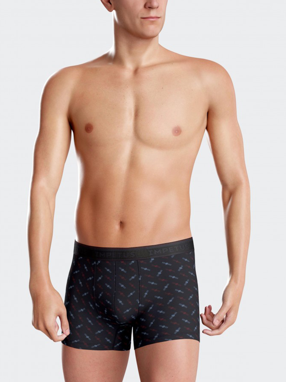 Impetus Pattern and Plain Black Men's Boxers (Pack of 2)