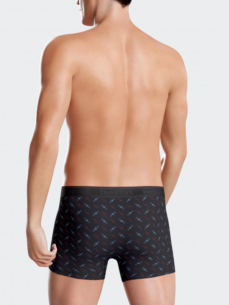 Impetus Pattern and Plain Black Men's Boxers (Pack of 2)
