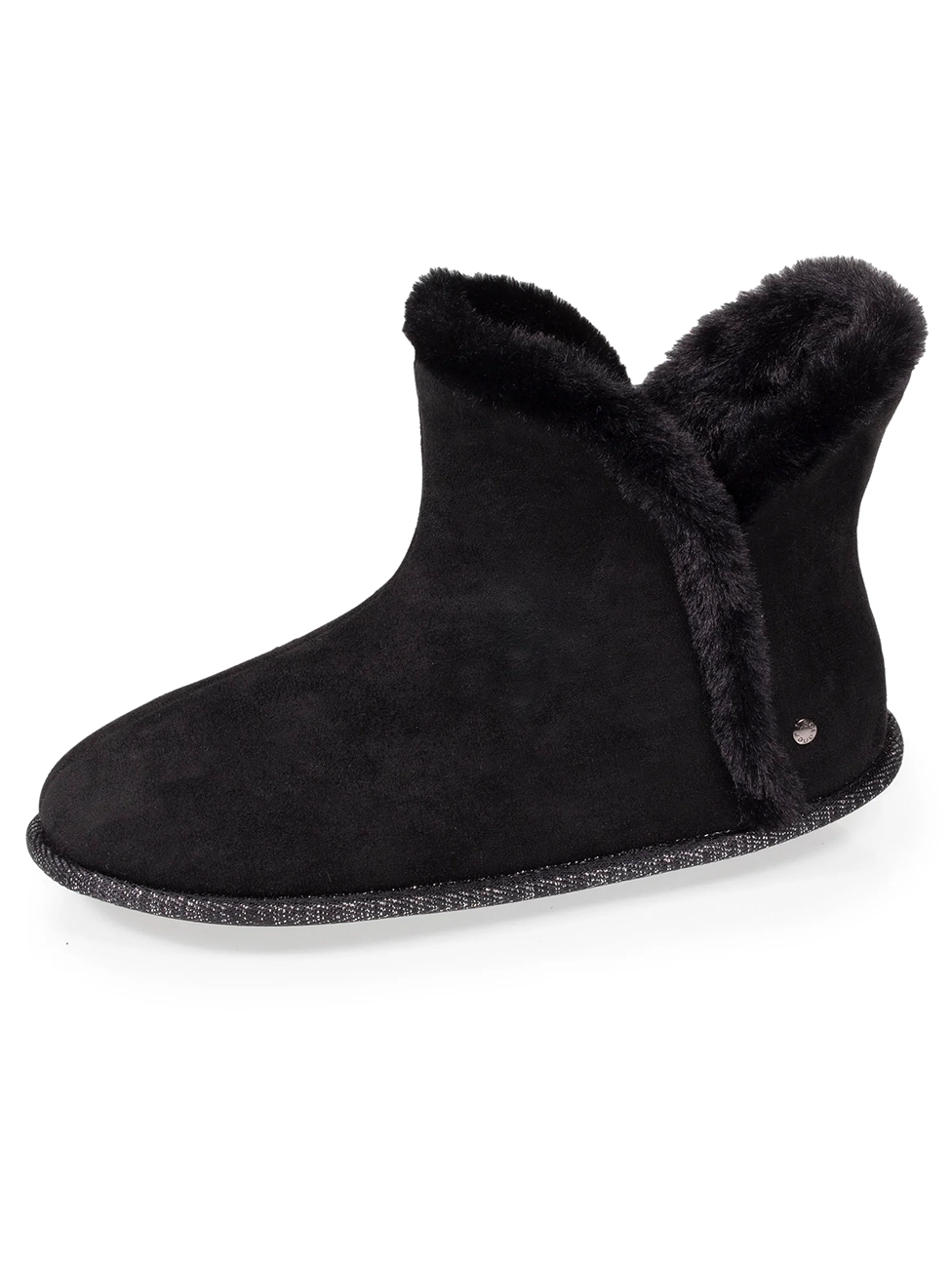 Isotoner Women's Suede Booties Slippers Black