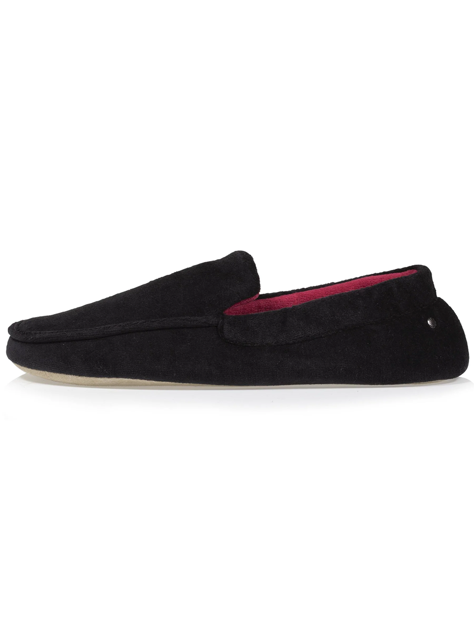 Isotoner Black Embroidered Men's Moccasin Slippers