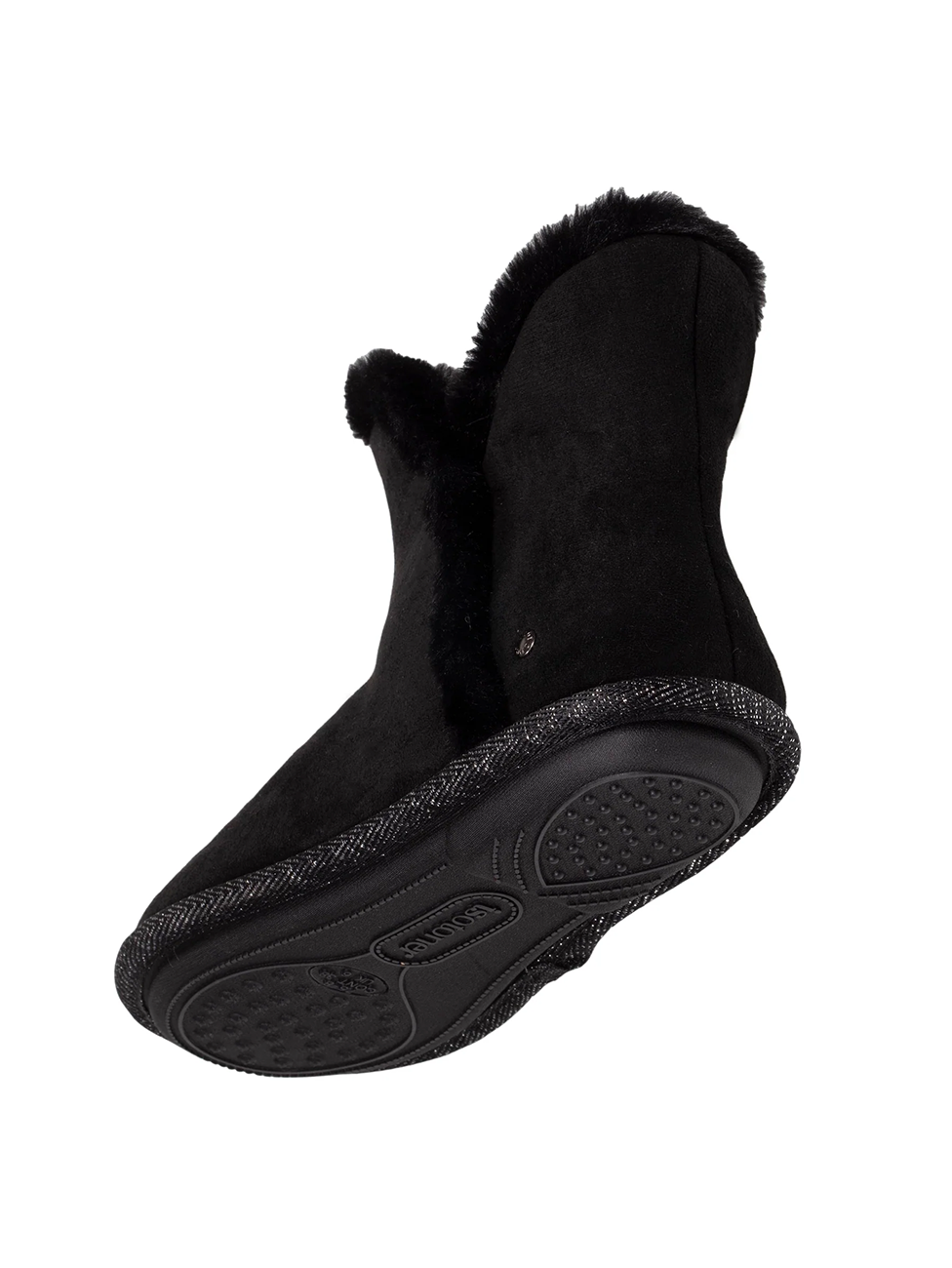 Isotoner Women's Suede Booties Slippers Black