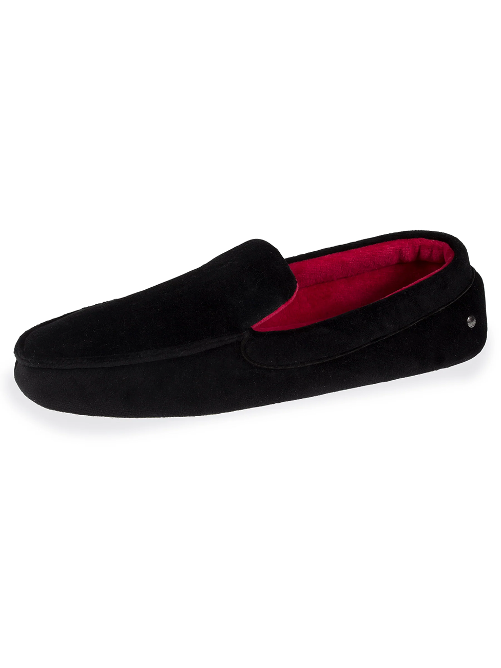 Isotoner Black Embroidered Men's Moccasin Slippers