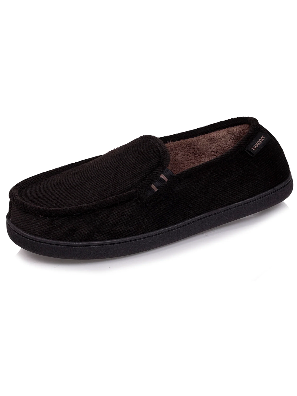 Isotoner Men's Grey Velvet Moccasin Slippers