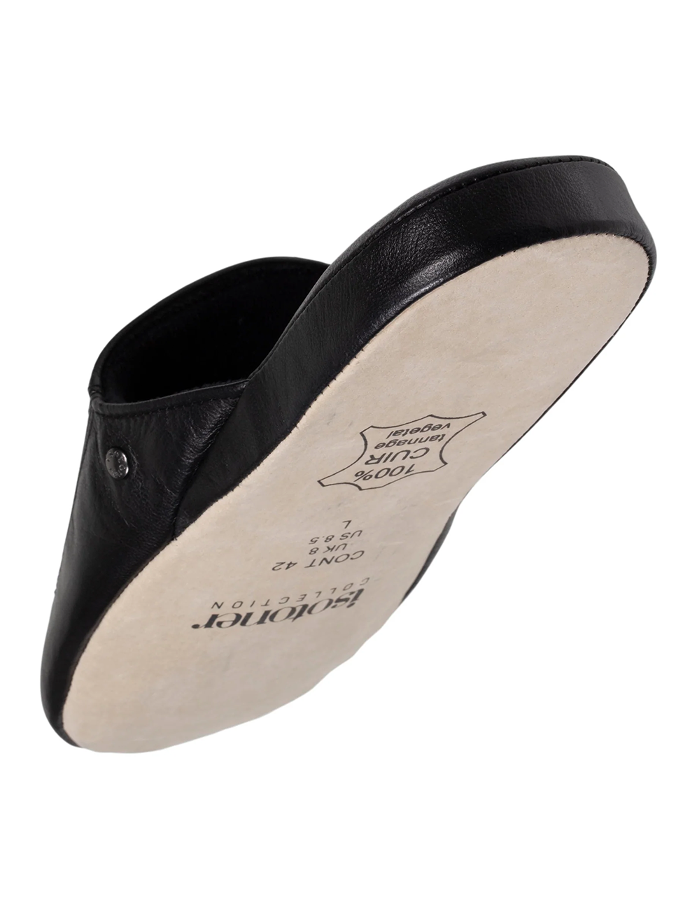 Isotoner Men's Black Leather Mule Slippers