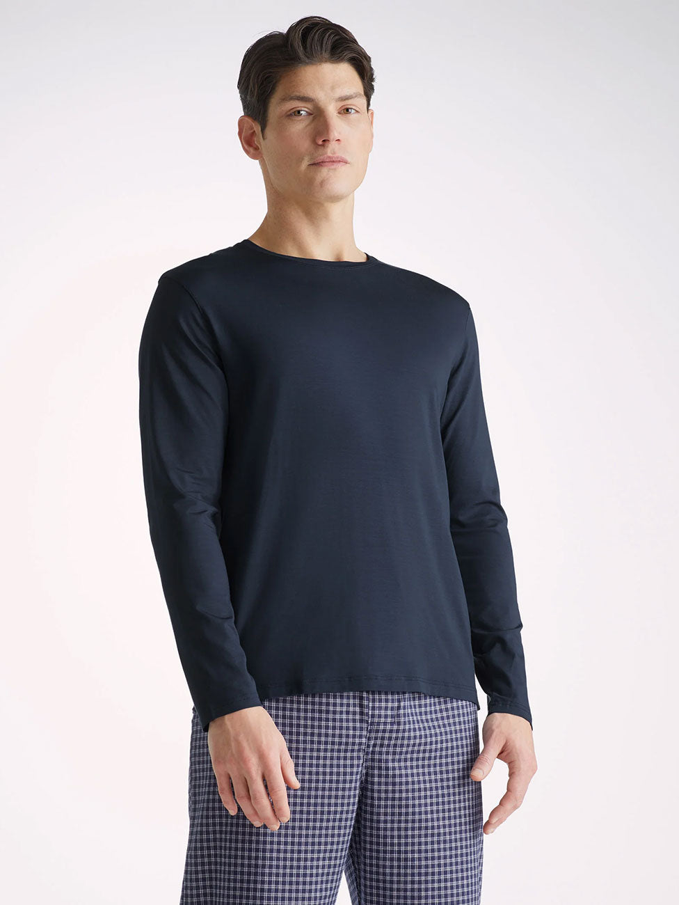 Derek Rose Basel Micro Modal Stretch Long Sleeve Men's T-Shirt