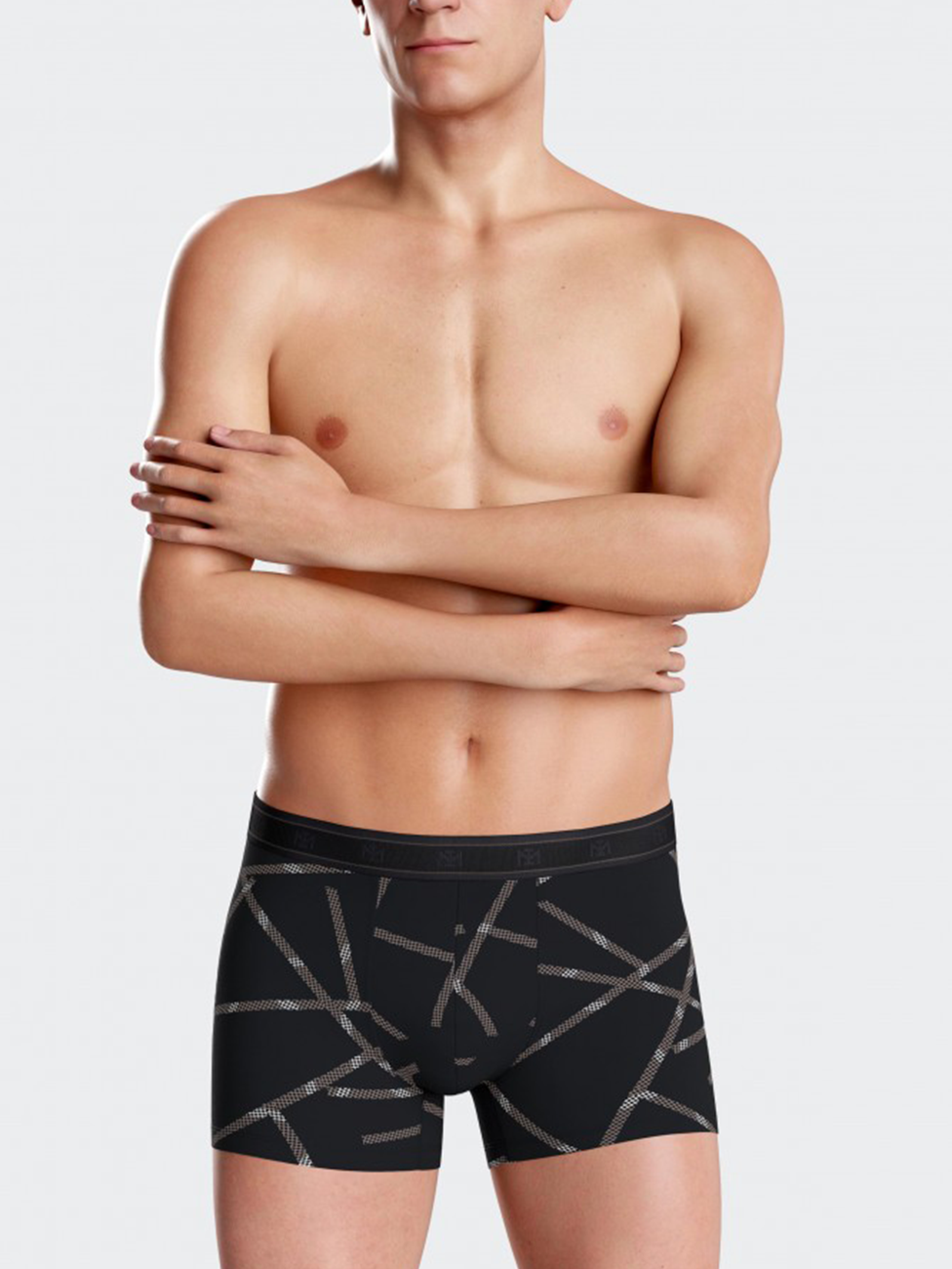 Impetus Pattern and Plain Black Men's Boxers (Pack of 2)