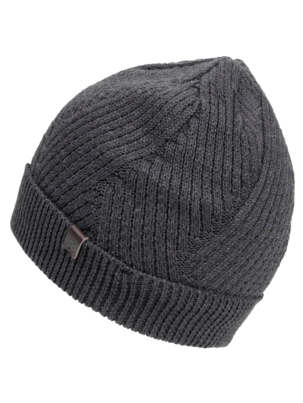 Isotoner Men's Recycled Ribbed Grey Knit Beanie
