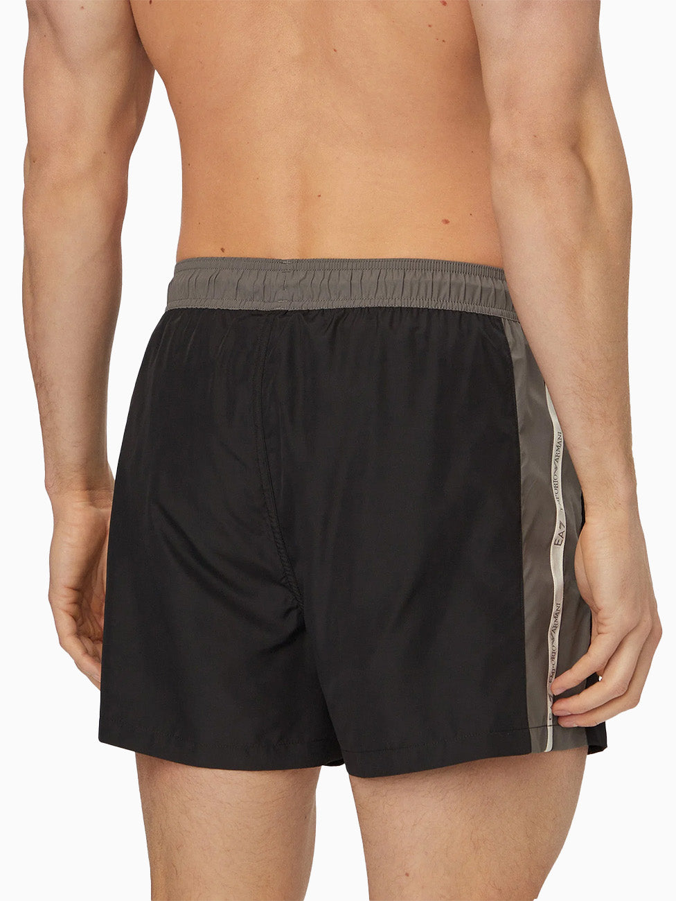 EA7 Water Sports Black Color Block Beach Shorts