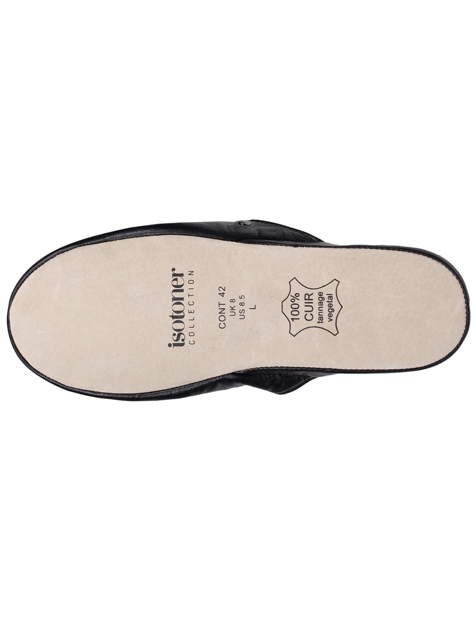 Isotoner Men's Black Leather Mule Slippers