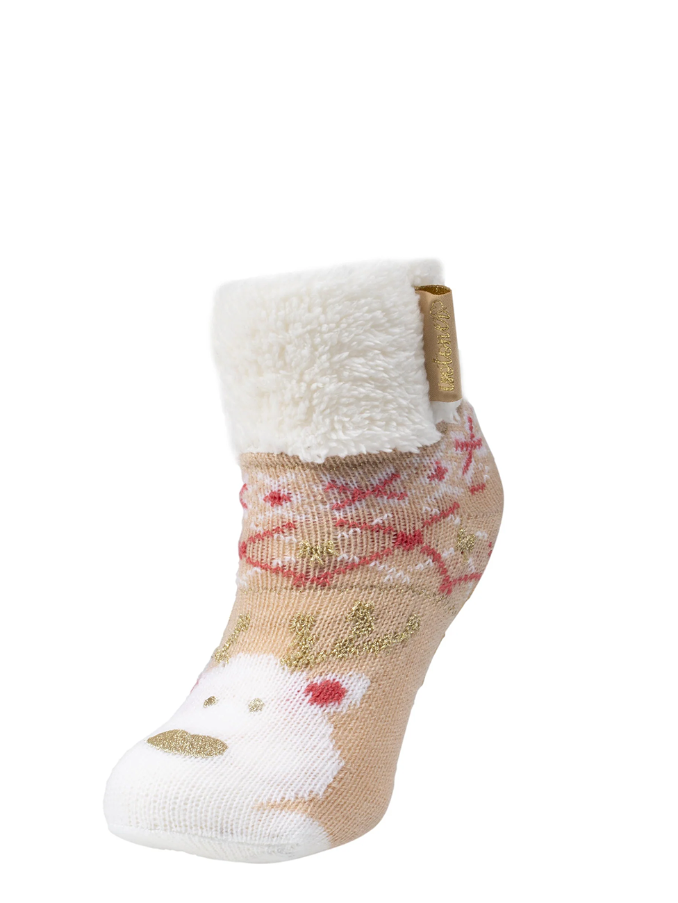 Isotoner Kids Beige Christmas Lined Socks