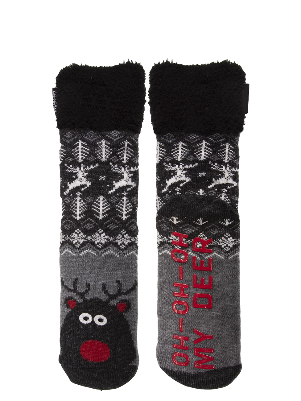 Isotoner Men's Grey Christmas Lined Socks