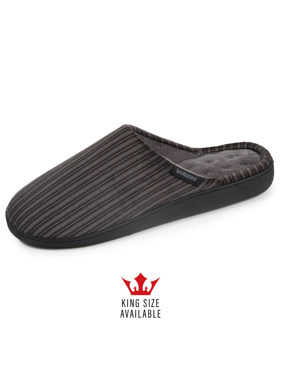 Isotoner Grey/Blue Men's Striped Slippers