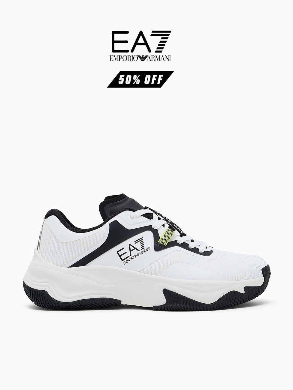 EA7 White & Black Hard Tennis/Padel Sneakers