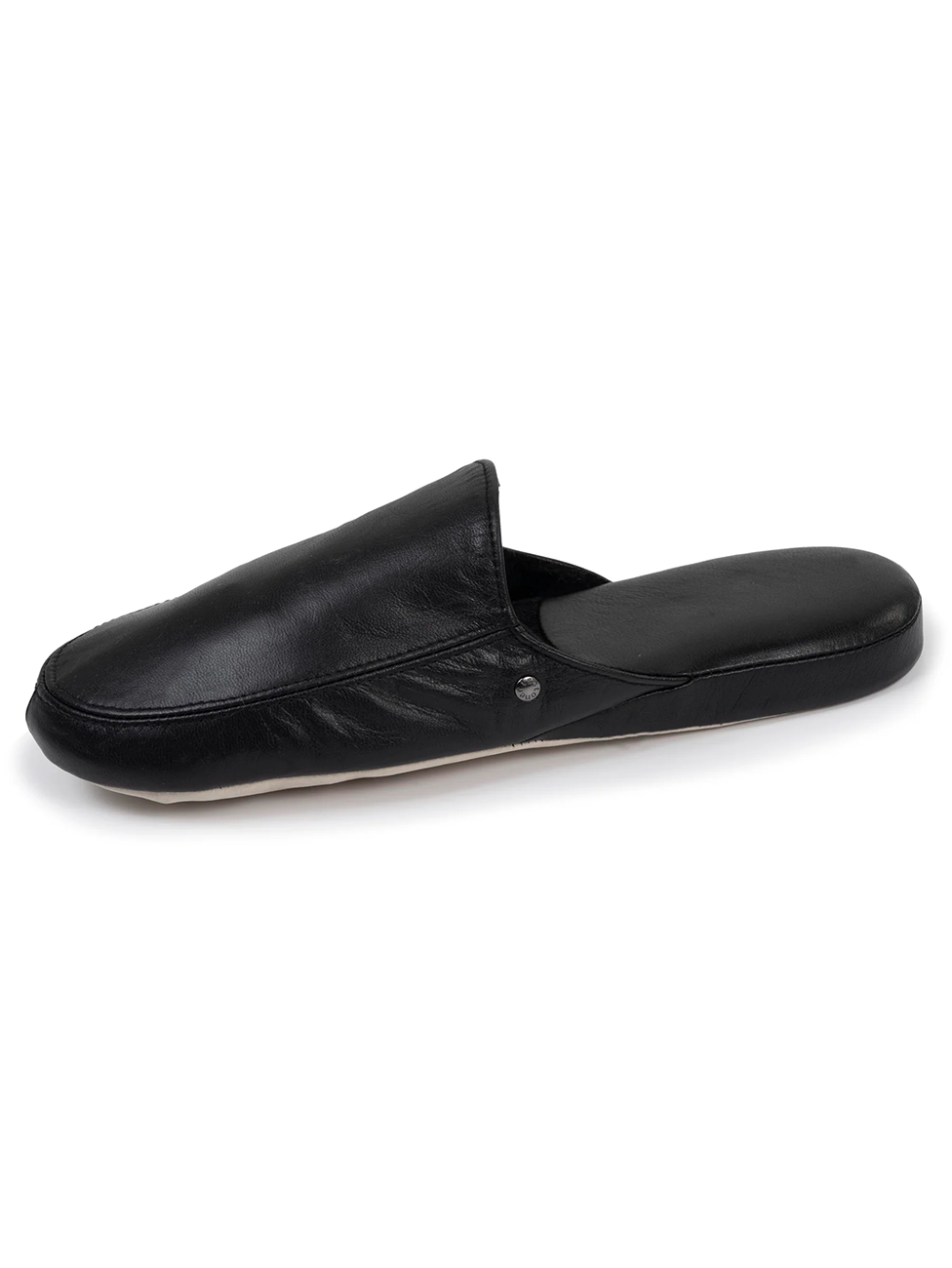 Isotoner Men's Black Leather Mule Slippers