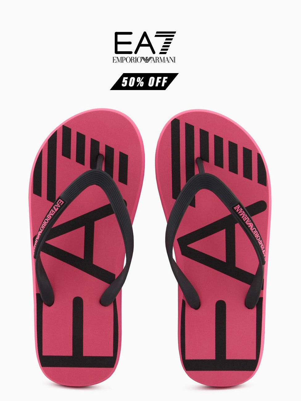 EA7 Pink & Black Rubber Flip Flops