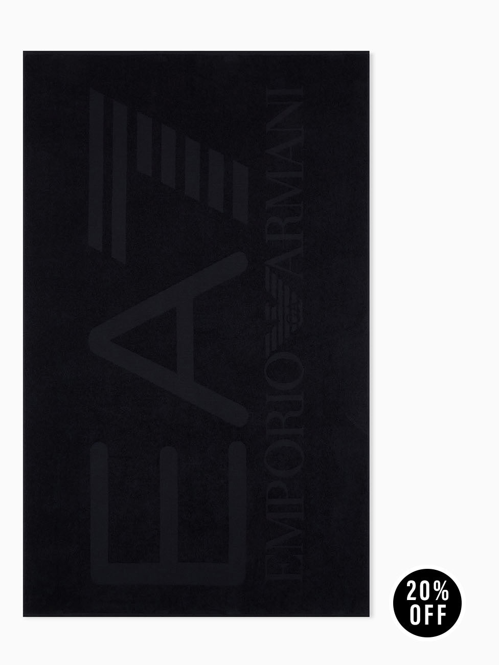 EA7 Black Cotton Beach Towel