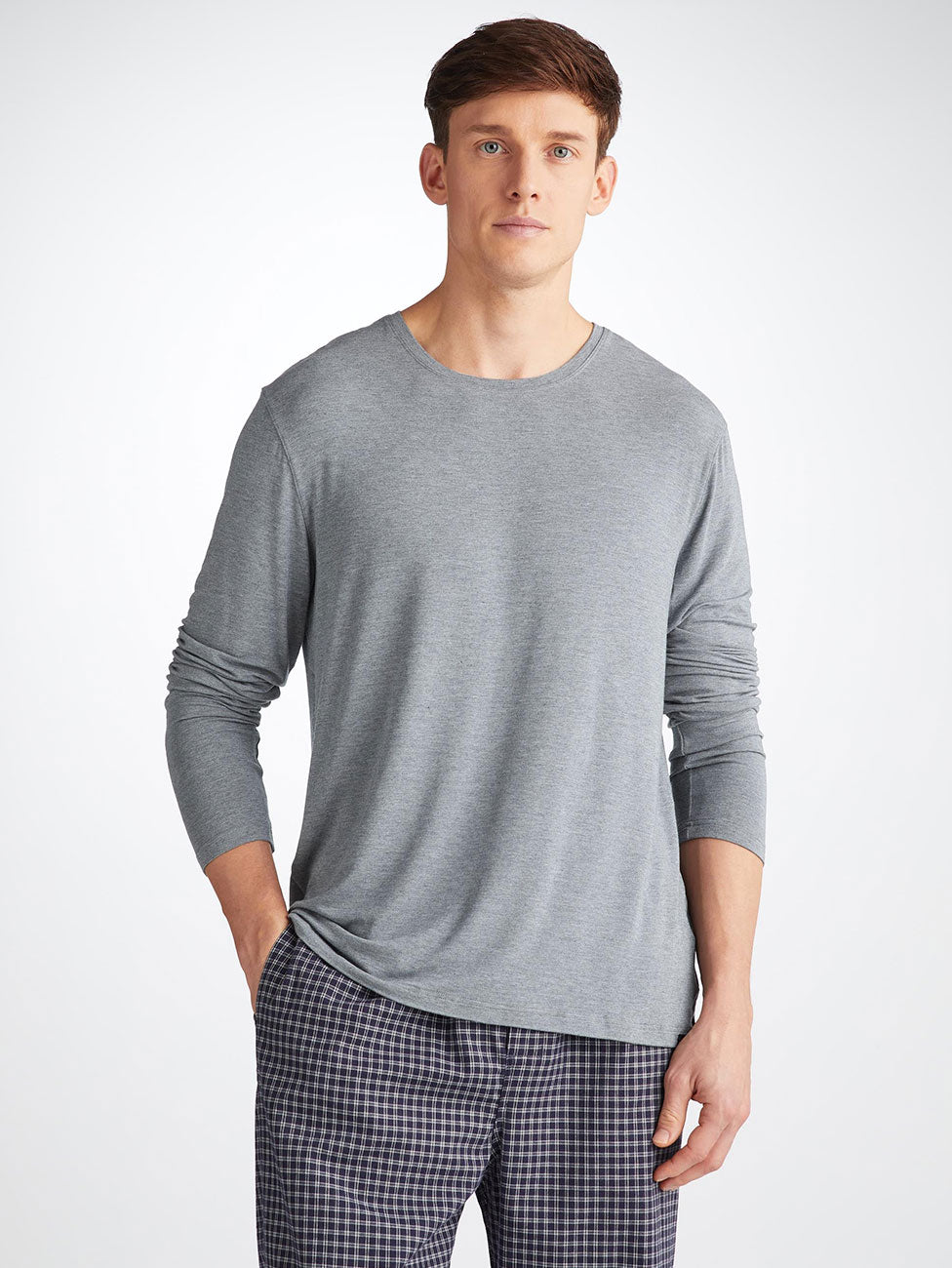 Derek Rose Basel Micro Modal Stretch Long Sleeve Men's T-Shirt