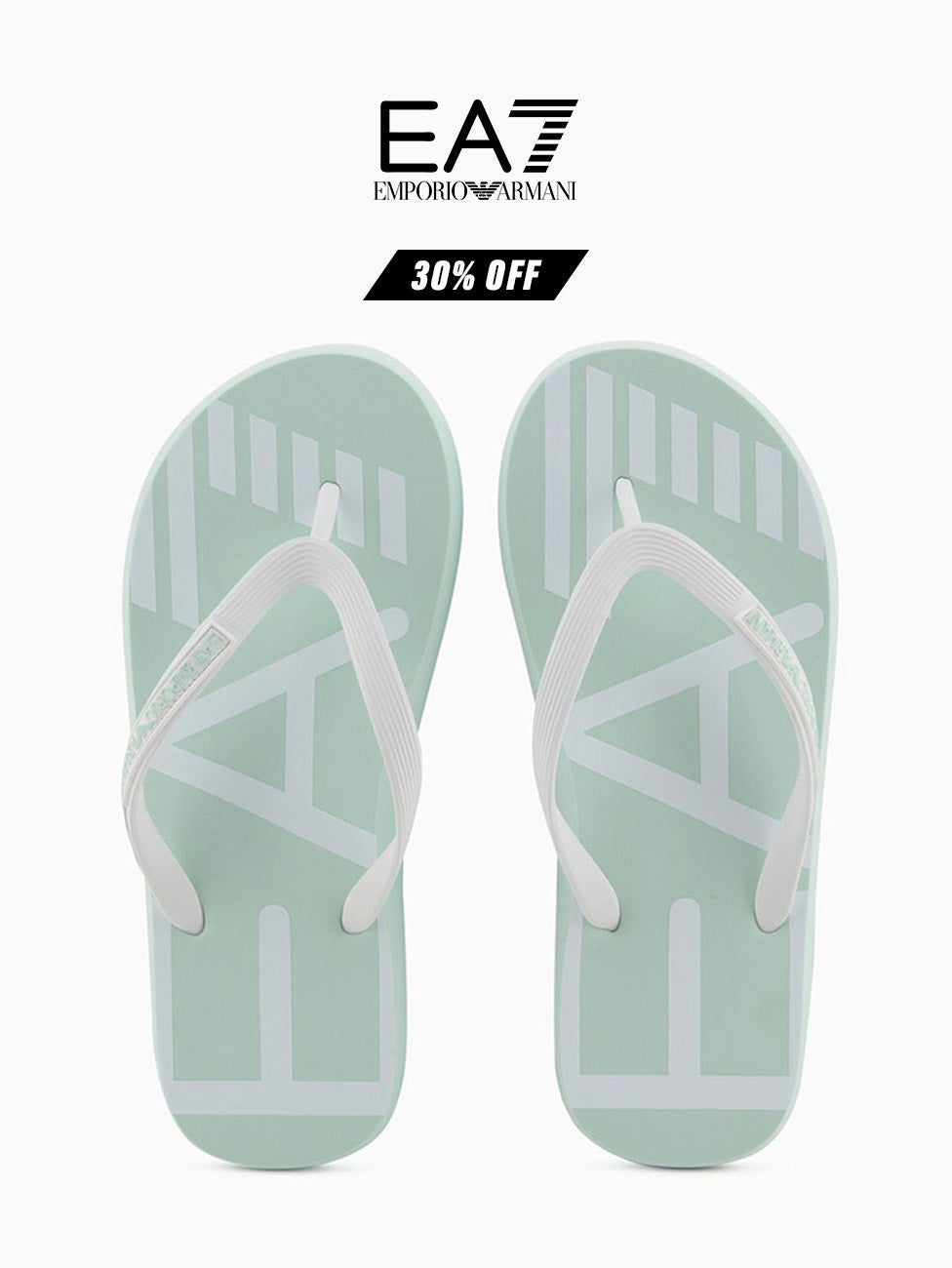 EA7 Jade & White Rubber Flip Flops