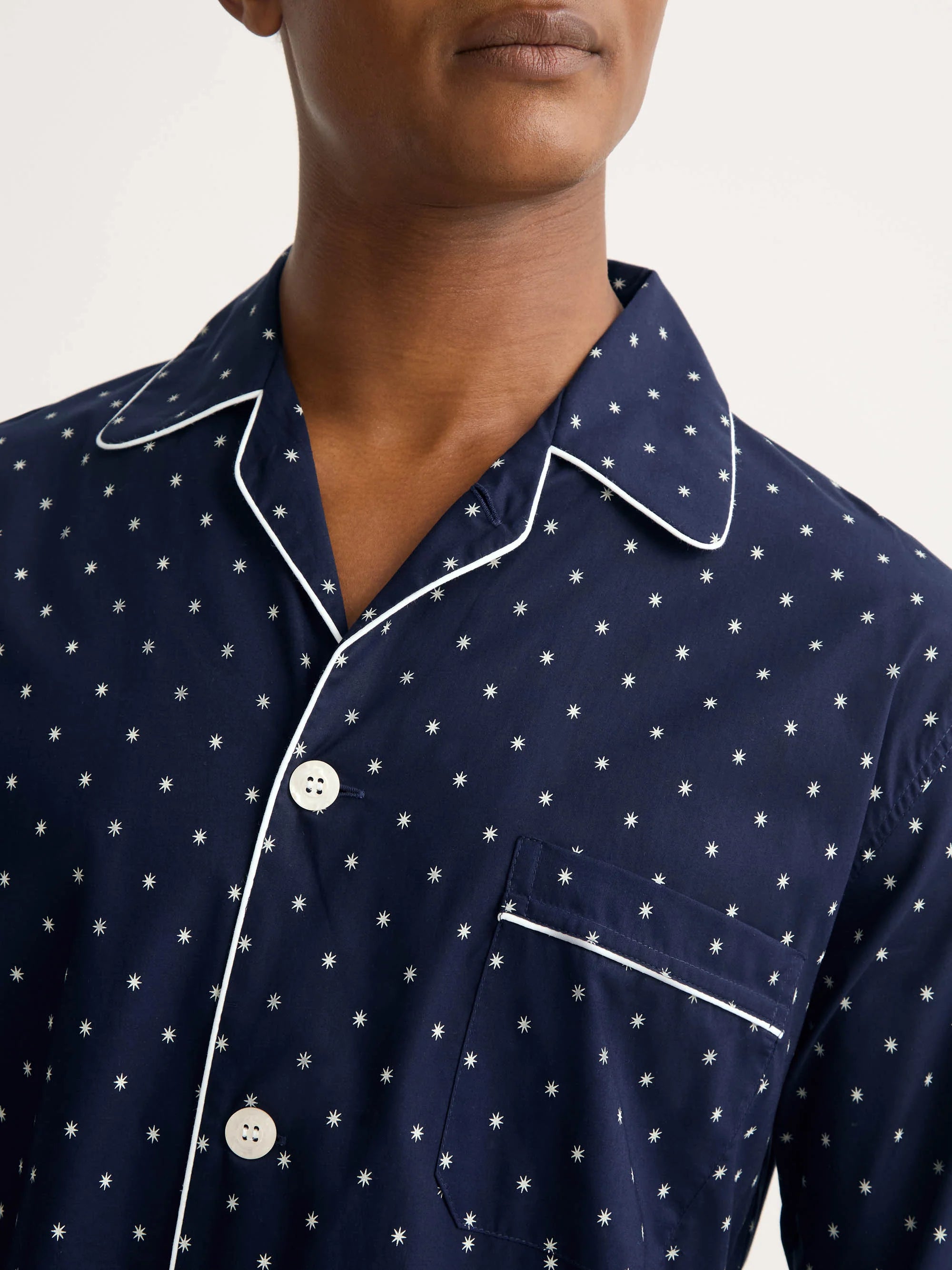 Derek Rose Navy Blue Starburst Print Classic Fit Pyjama