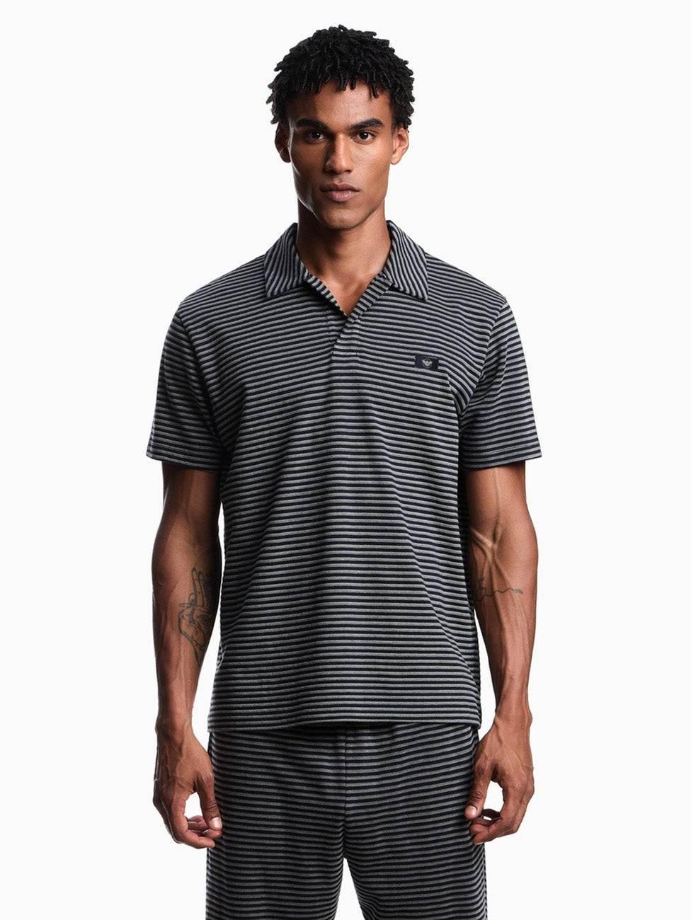 Emporio Armani Striped Knit Polo T-Shirt