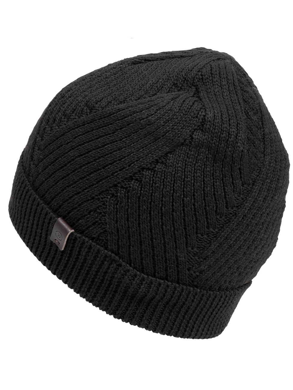 Isotoner Men's Recycled Ribbed Black Knit Beanie