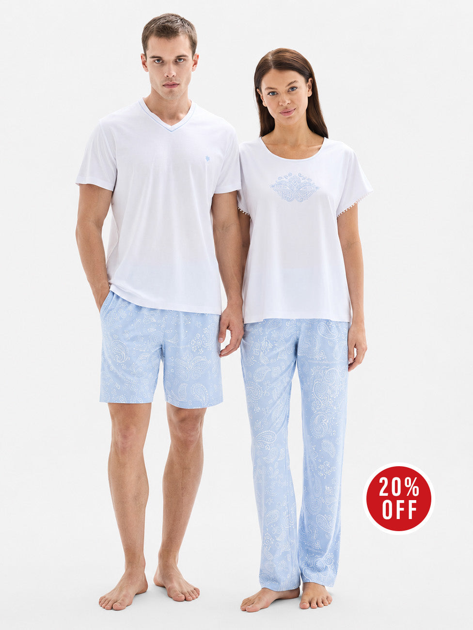 Blackspade White & Blue Women's Pyjama