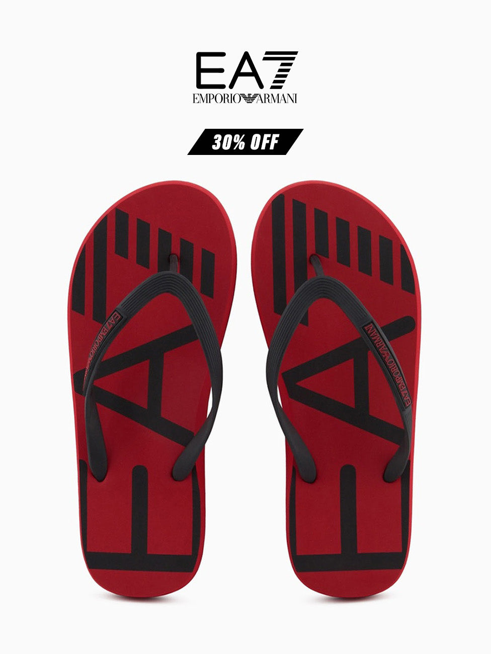 EA7 Red & Black Rubber Flip Flops