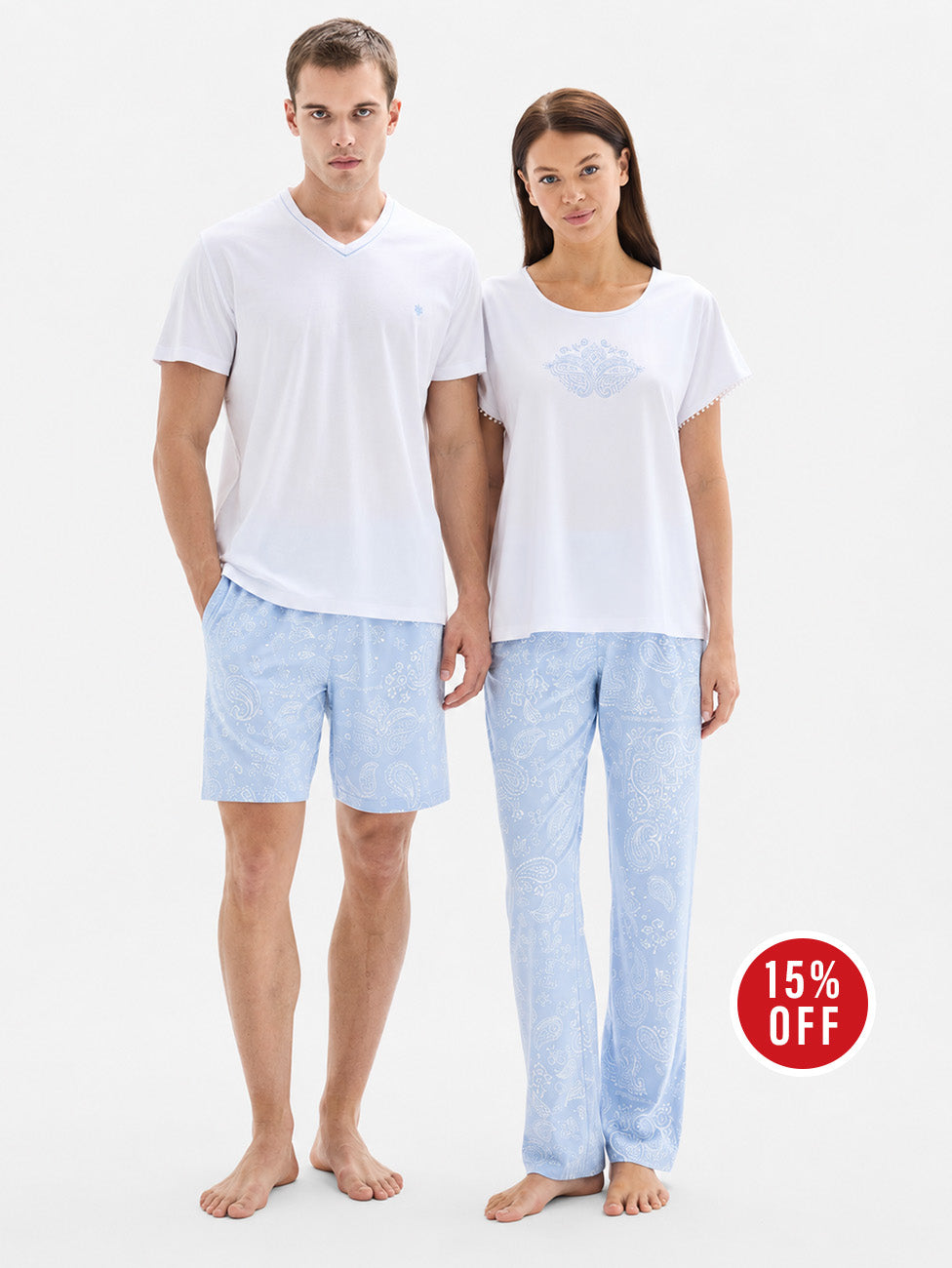 Blackspade Optic White & Blue Men's Short Pyjama