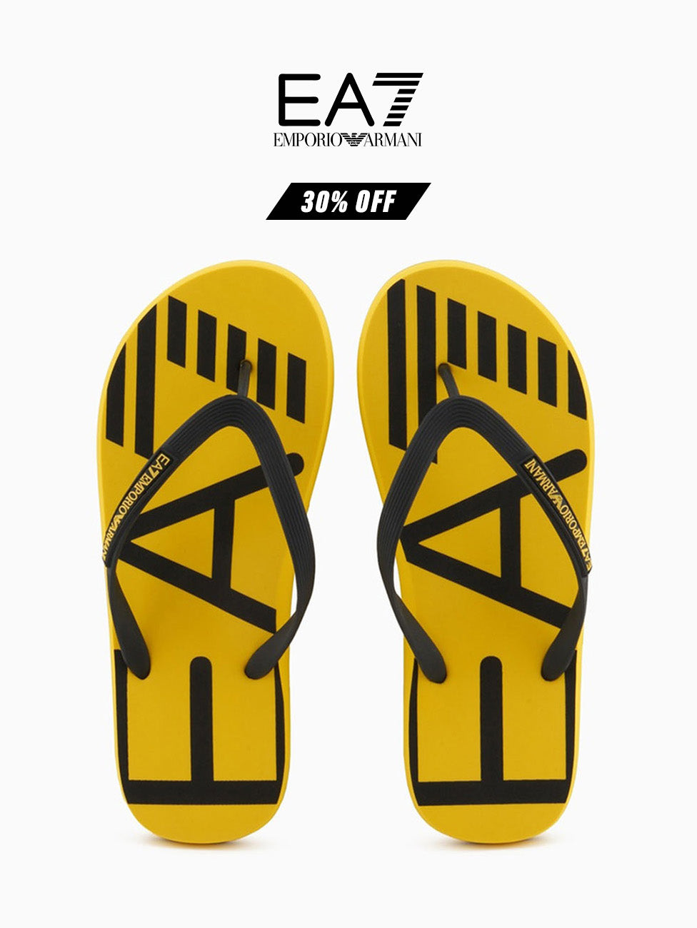 EA7 Yellow & Black Rubber Flip Flops